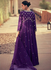 Fantastic Design Embroidered Purple Gown